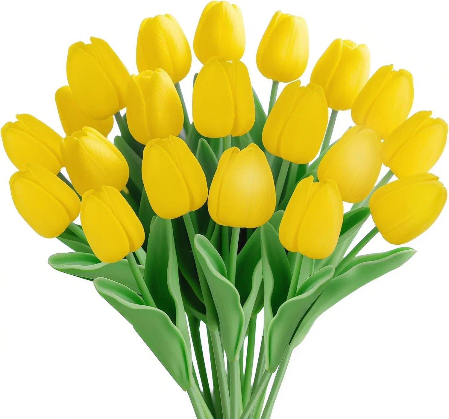 20Pcs Fake Tulips Artificial Flowers Faux Tulips Real Touch PU 13" Yellow Tulip