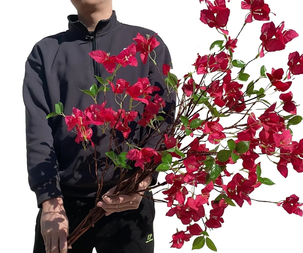 Artificial Bougainvillea Flower Branches Silk Bougainvillea Stems with Dried