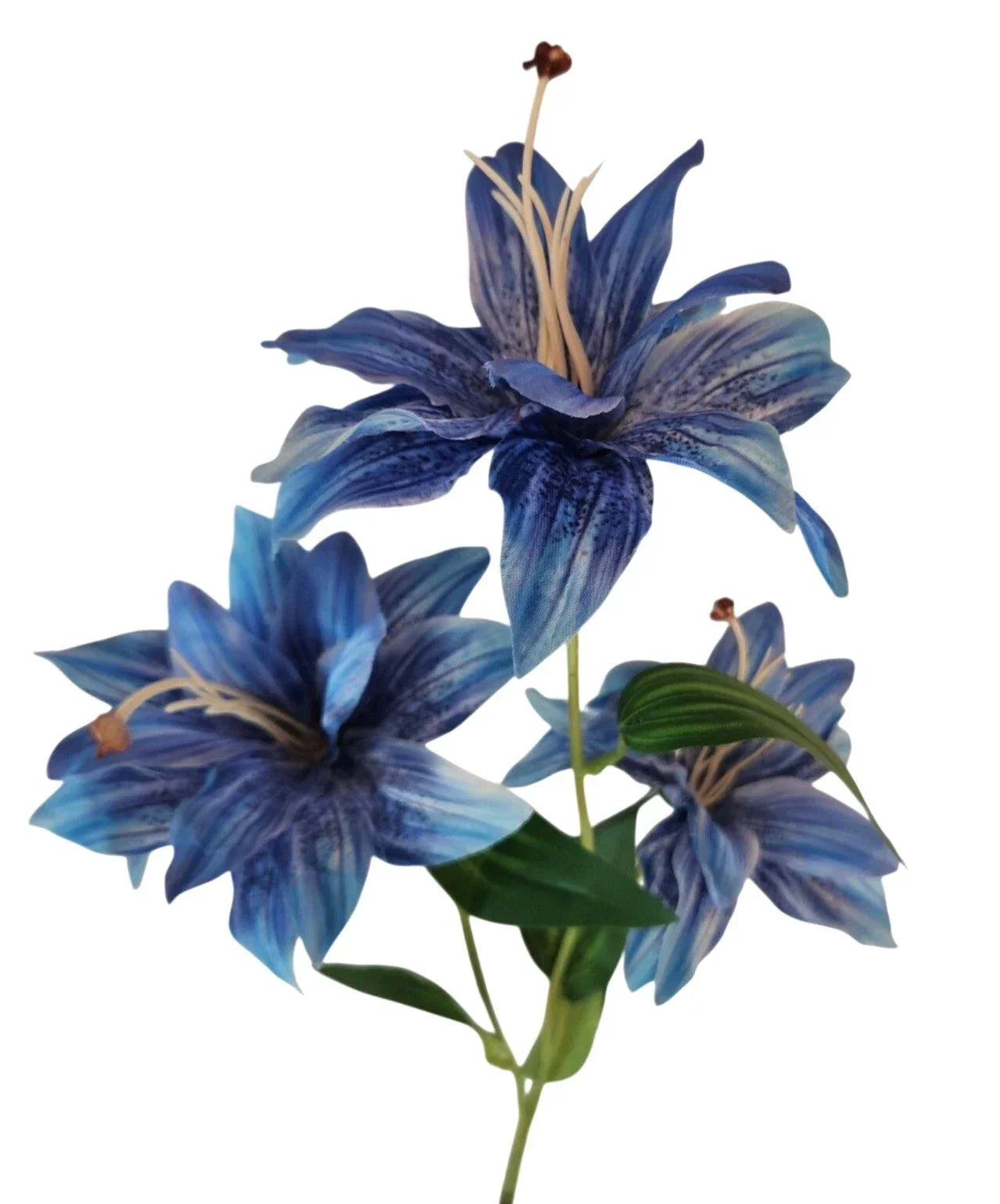 Artificial Tiger Lily Stem 34 Inch | Blue Faux Lily | Designer Artificial