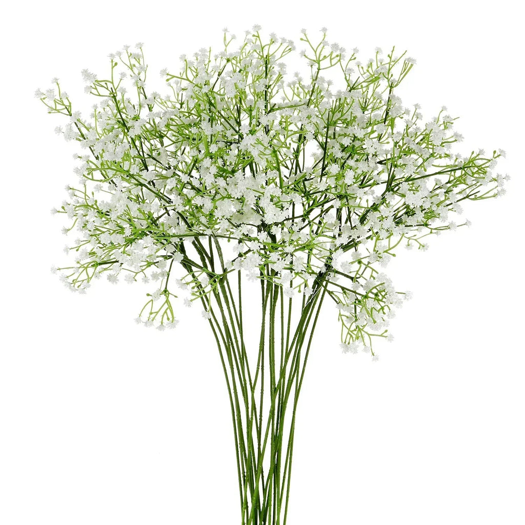 EZFLOWERY 48 Pcs Artificial Baby Breath Flowers, Gypsophila Real Touch, White