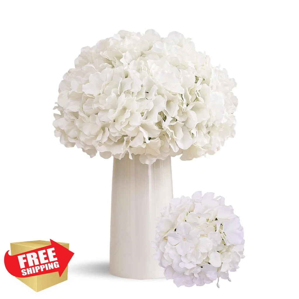80 PCS White Hydrangea Silk Flower Heads, Stems Included
