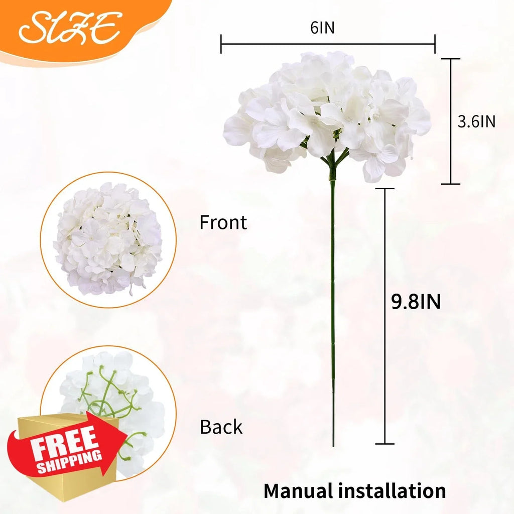 80 PCS White Hydrangea Silk Flower Heads, Stems Included